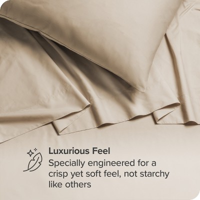 Full French Beige Organic Cotton Percale Sheet Set