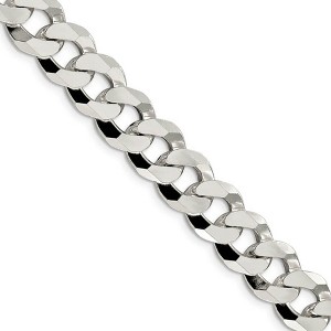 Black Bow Jewelry Men's 12.3mm Sterling Silver Solid Beveled Curb Chain Necklace - 1 of 4