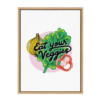 18" x 24" Sylvie Eat Your Veggies Framed Canvas by Maria Filar Natural - Kate & Laurel All Things Decor