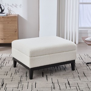 NicBex 33.86"W Upholstered Storage Ottoman with Reversible Lid, Versatile Entryway Bench with Wood Base for Living Room, Entryway - 1 of 4
