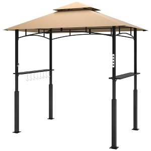 Aghana Digitals Khaki Outdoor Grill Gazebo with LED Light, Double-Top Design, Side Shelves, Hooks & - 1 of 4