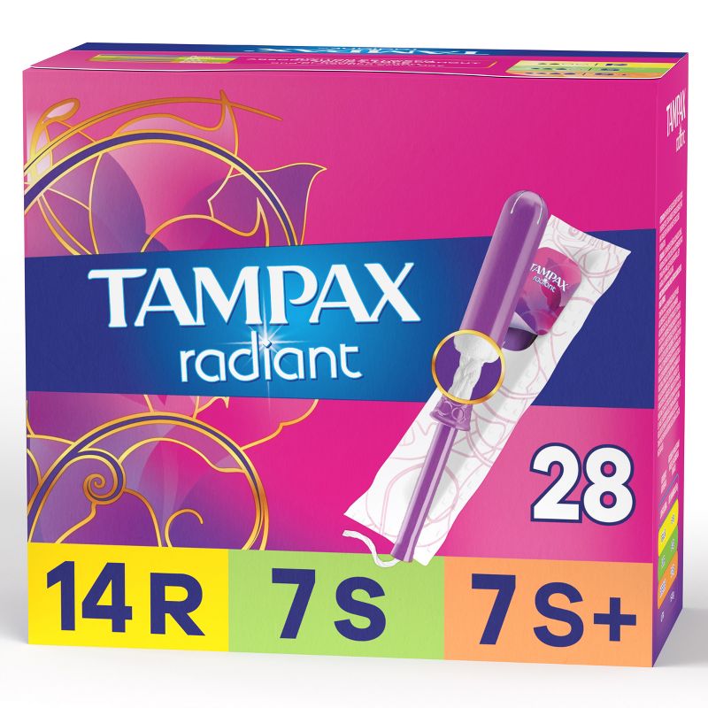 Tampax Radiant Triple Pack Regular/Super/Super Plus Absorbency Tampons Trio - Unscented - 28ct, 1 of 13