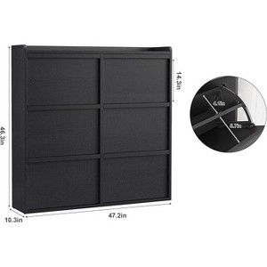 Shoe Cabinet with Flip-Down Doors - Space-Saving Entryway Organizer with Adjustable Shelf, Wooden Shoe Storage - 1 of 4