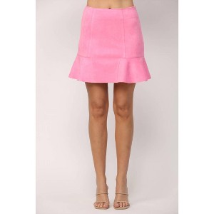 Women's Faux Suede Flounce Hem Skirt - Fate - 1 of 4