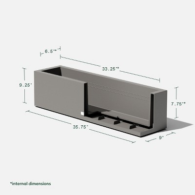 Gray Rectangular Plastic Window Box Planter with Drainage Holes