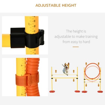 PawHut 4-Piece Yellow Dog Agility Training Set with Tunnel and Hurdles