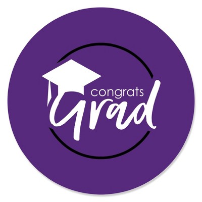 Big Dot of Happiness Purple Grad - Best is Yet to Come - Purple Graduation Party Circle Sticker Labels - 24 Count