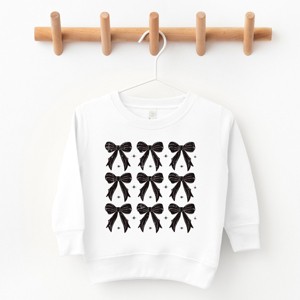 The Juniper Shop Coquette Black Bows Collage Distressed Toddler Sweatshirt - 1 of 4