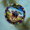 African Buffalo Wildlife Encounter Stained Glass Style Ceramic Ornament, Safari Animals Christmas Gift and Decor| OrnamentallyYou - 4 of 4