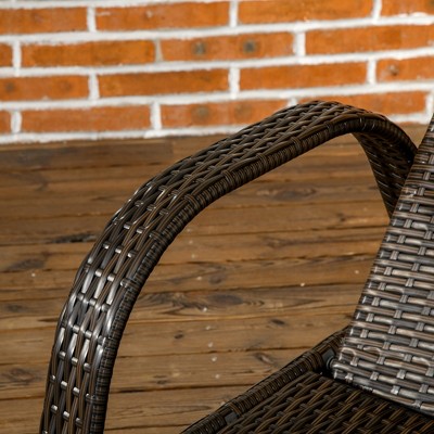 Outsunny Blue Cushioned Wicker Chaise Lounge Set with Adjustable Backrest