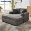 Chaise Lounge Chair Indoor, Comfy Corduroy Lounge Sofa with Charging Station, Cup Holders & Throw Pillows - 2 of 4