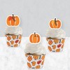Big Dot of Happiness Fall Pumpkin - Cupcake Decoration - Halloween or Thanksgiving Party Cupcake Wrappers and Treat Picks Kit - Set of 24 - 3 of 4