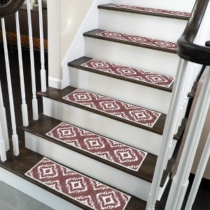 SussexHome Tetra One Design Cotton Anti-Slip Stair Treads, 9” X 28“ - 1 of 4