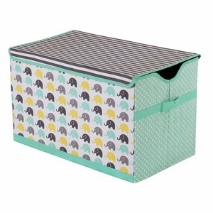 Bacati - Elephants Mint/Yellow/Gray Storage Toy Chest - 1 of 4