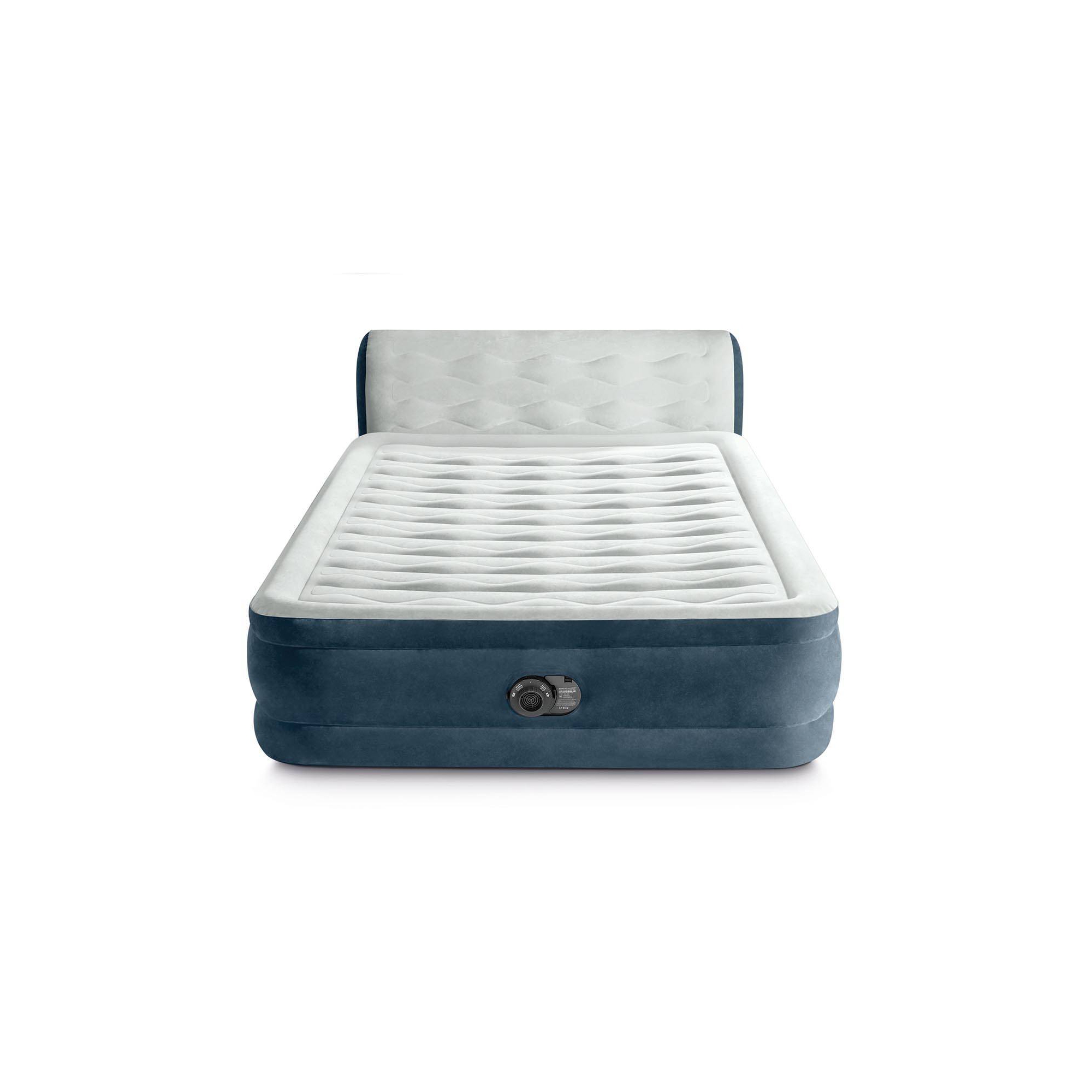Intex 18" Pillow Top Air Mattress with Electric Pump and Headboard - Queen Size