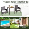 Tangkula Set of 3 Wicker Dining Set Acacia Wood Table Top W/ Cushioned Chairs Patio Garden - 3 of 4