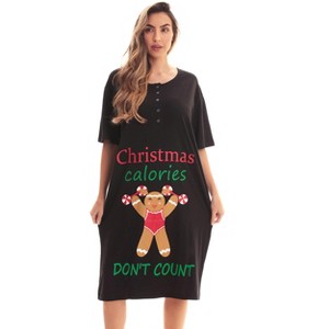 Just Love Womens Nightgown - Short Sleeve Henley Oversized Sleepwear Gown - 1 of 3