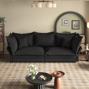 SKRAN 90.55" Upholstered Cloud Couch with Multiple Large Soft Pillows,Convertible Deep Seat Chaise Longue for Living Room Bedroom,Apartment - 1 of 4