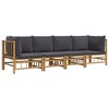 vidaXL Garden Lounge Set Natural Bamboo, Dark Grey Cushions - 3 of 4