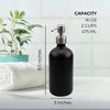 Cornucopia Brands 16oz Black Coated Glass Bottles w/Stainless Steel Pumps 2pk; Lotion & Soap Dispensers - 3 of 4