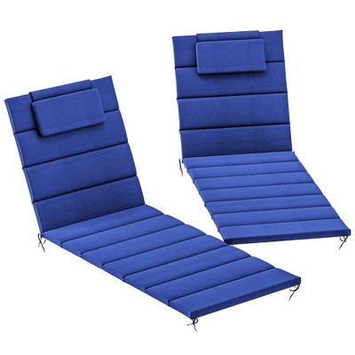 Outsunny Foldable Lounge Chair Cushion Set of 2, UPF50+ 230gsm Olefin and 25D High-Density Foam, Chaise Lounge Cushion Set, 80" x 26"