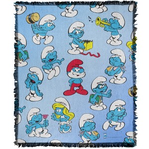 The Smurfs Smurfs All Over Blanket 50"x60" Woven Tapestry - 1 of 4