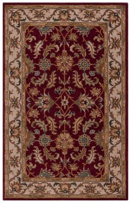 Red and Ivory Hand-Tufted Wool 4' x 6' Area Rug