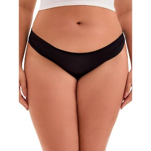 INSPIRE CHIC Women's Low Waist Panties Hi-Cut Frill Trim Satin Full Coverage Briefs, Available in Plus Size - 1 of 4