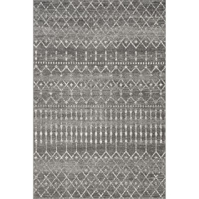 Nuloom 6 Square Moroccan Blythe Area Rug, Dark Grey, Faded Bohemian ...