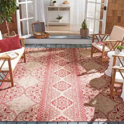 79'' Red Synthetic Easy-Care Rectangular Outdoor Rug