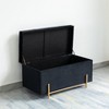Fabulaxe Large Rectangle Velvet Storage Ottoman with Golden Legs | Sitting Bench for Living Room Home Decor with Cylindrical Golden Support - 3 of 4