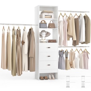 Besiost 96-In Closet Organizer with Wood Drawers,Closet System with Adjustable Hanging Rods - 1 of 4