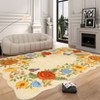 Modern Washable Area Rug, Soft Floral Floor Cover with Non Slip Backing, Low Pile Stain Resistant Floor Carpet for Living Room - 2 of 4