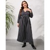 Women Plus Size 3/4 Sleeve V-Neck Ruched Dress - 3 of 4