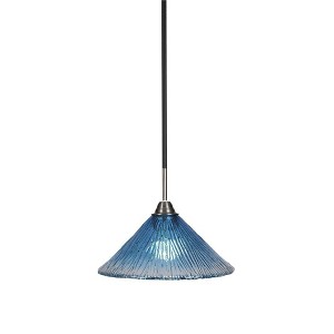 Toltec Lighting Paramount 1 - Light Pendant in  Matte Black/Brushed Nickel with 12" Teal Crystal Shade - 1 of 1