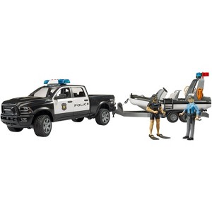 Bruder RAM 2500 Police Pickup with L + S Module Trailer & Boat - 1 of 4