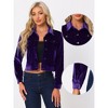 Allegra K Women's Cropped Velvet Retro Button Up Slash Pockets Old Fashion Casual Jackets - 2 of 4
