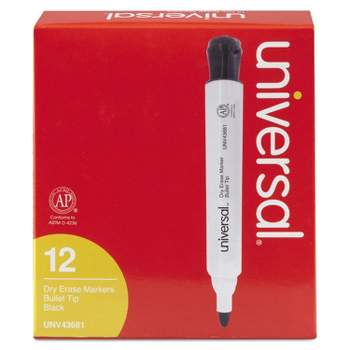 UNIVERSAL Dry Erase Marker Bullet Tip Black Dozen 43681