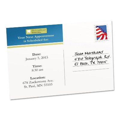 Avery White Matte 4 x 6 Color Laser Postcards, 80 Count
