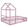 NicBex Twin/Full Size Kids Montessori Bed with Detachable House Shape Headboard,Floor Bed with Kids Dress Up Rack and Fence,Toddler bed for Bedroom - 4 of 4