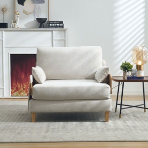 NicBex Modern Convertible Accent Chair with Side Pocket, Foldable Wood Sofa Bed with 3 Pillows for Living Room, Bedroom - 1 of 4