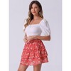 INSPIRE CHIC Women's Layered Ruffle Hem Elastic Waist A-Line Skater Floral Mini Skirt - 2 of 4