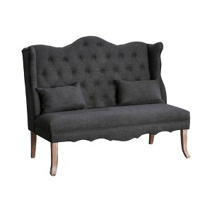 Avah Wing Tipped Tufted Loveseat Gray - ioHOMES, Dark Gray