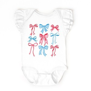 The Juniper Shop Patriotic Bows Stacked Coquette Flutter Sleeve Bodysuit - 1 of 4