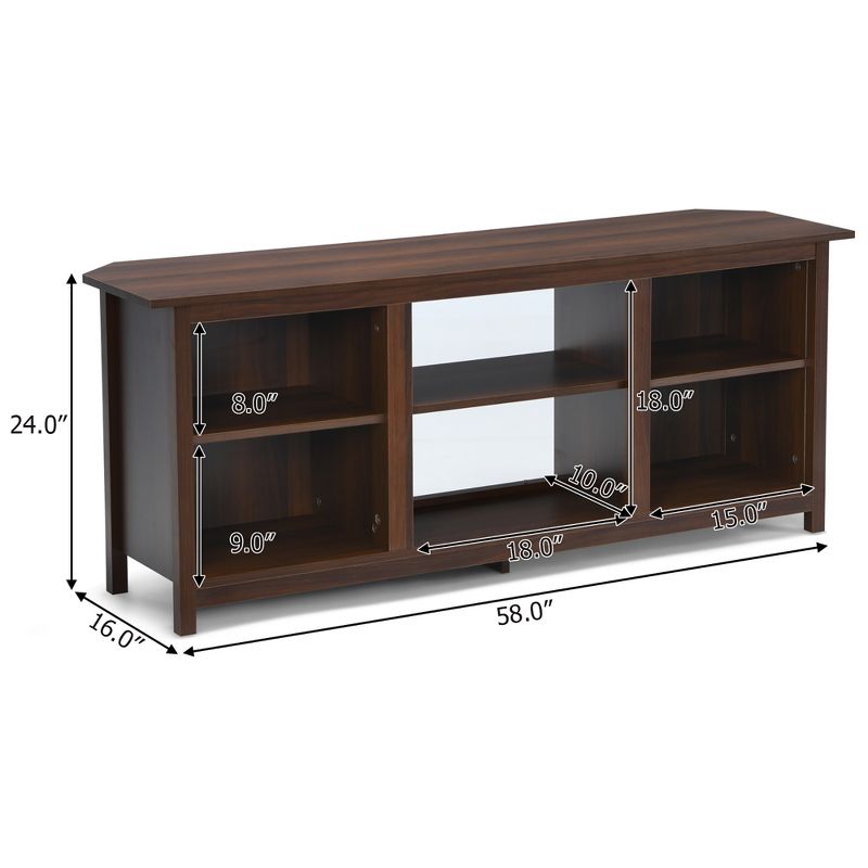 Costway TV Stand 58 inch Entertainment Media Console Center Up to 65 inch Coffee or Black with 2 Tiers, 3 of 11