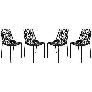 LeisureMod Devon Modern Aluminum Outdoor Stackable Dining Chair Set of 4 - 1 of 4