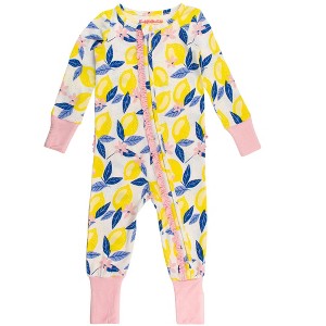 RuffleButts SoftSnooze Baby Girls Ruffle One Piece Convertible Pajamas - 1 of 4