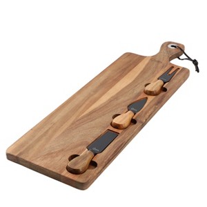 Gibson Elite 4 Piece Acacia Wood Charcuterie Board With Cheese