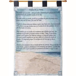 Manual Woodworkers and Weavers Footprints in the Sand Spanish Wall Art, 26x36 Inches, Woven Cotton Tapestry for Indoor Decor - 1 of 3