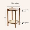 LuxenHome Chestnut Finish Pine and MDF Wood Accent Round Table with Rattan Shelf Brown - 3 of 4
